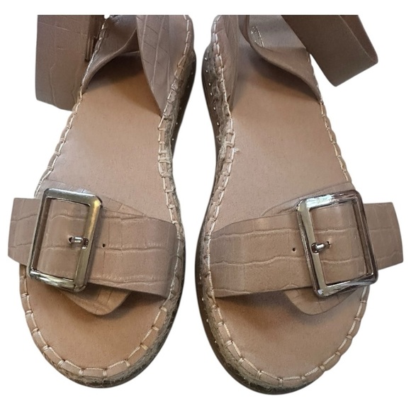 PrettyLittleThing Nude PU Croc Buckle Detail Espadrille Sandals, EU 39 US 8 - Picture 5 of 8